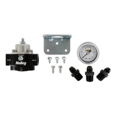 Holley - Holley 12-840KIT Billet Bypass Fuel Pressure Regulator Kit 4.5-9 PSI w/Gauge
