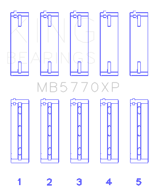 King Engine Bearings - King Bearings MB5770XP Main Bearing Set for Nissan VK45DD/E VK50VE VK56DE/VD