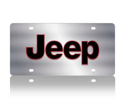 Eurosport Daytona - Eurosport Daytona 1418-4R Stainless License Plate Jeep Logo for Jeep