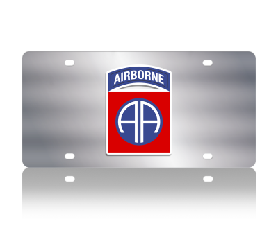 Eurosport Daytona - Eurosport Daytona LS1167-1 Stainless License Plate Army 82nd Airborne Logo