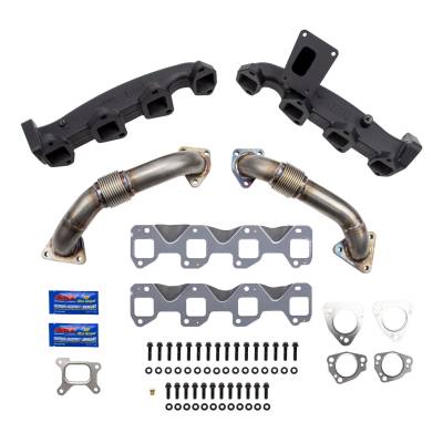 Wehrli Custom Fabrication - Wehrli WCF100226 Billet Exh Manifold & Stainless Up Pipe KT w/Gaskets & Hardware