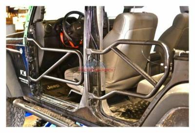 Steinjager - Steinjager J0040931 Front/Rear Tubular Trail Doors Text Black for Jeep JK 4DR
