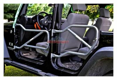 Steinjager - Steinjager J0041341 Front/Rear Tubular Trail Doors Gray Hammer for Jeep JK 4DR