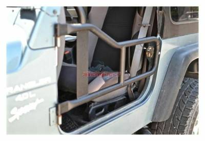 Steinjager - Steinjager J0041016 Front Tubular Trail Doors Texturized Black for Wrangler TJ