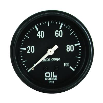 AutoMeter - AutoMeter 2312 Autogage Oil Pressure Mechanical Gauge 0-100PSI 2-5/8" Full Sweep