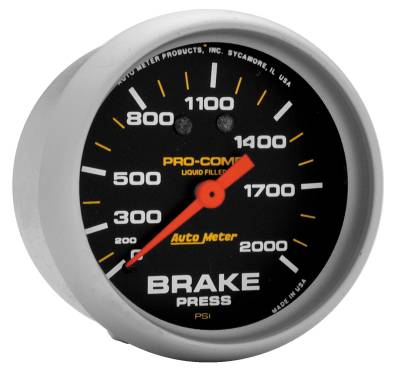 AutoMeter - AutoMeter 5426 Pro-Comp Mech Brake Pressure Liquid Filled Gauge 0-2000PSI 2-5/8"