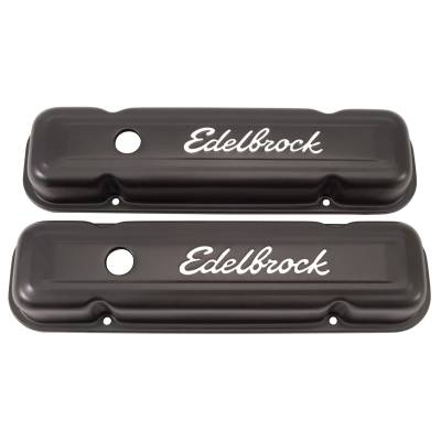 Edelbrock - Edelbrock 4453 Blk Low Profile Signature Series Valve Cover for 62-79 Pontiac V8