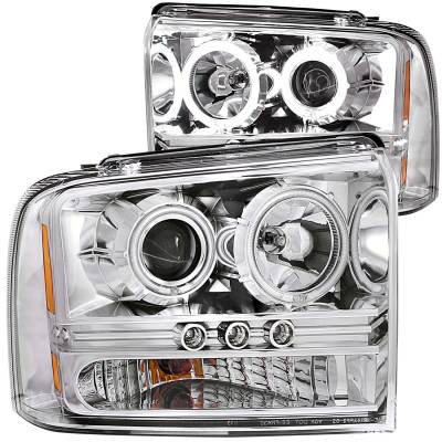 Anzo USA - Anzo USA 111118 1-Piece Projector Headlight Set w/CCFL Halo Chrome Super Duty