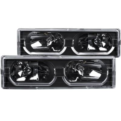Anzo USA - Anzo USA Crystal Headlight Set w/Low Brow Halo Black GM C/K Trucks 111299