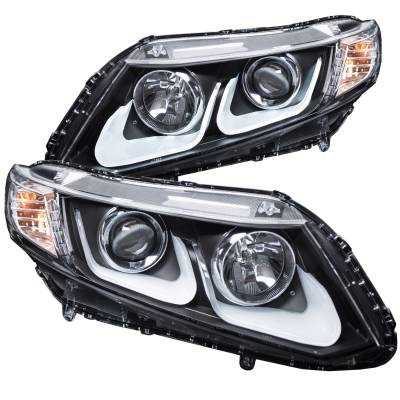 Anzo USA - Anzo USA Projector Headlight Set w/U-Bar Halo Black Honda Civic 121479