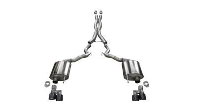 Corsa Performance - Corsa Performance 21047BLK 3.0" Cat-Back w/4.0" Twin Tips Blk for 18-23 Mustang