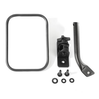 Rugged Ridge - Rugged Ridge 11025.20 Black Rectangular Stubby Trail Mirror 97-18 Jeep Wrangler