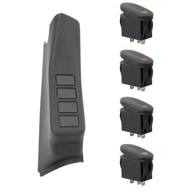 Rugged Ridge - Rugged Ridge 17235.97 Switch Pod Kit A-Pillar 4 Switches Black RHD 11-18 Wrangle