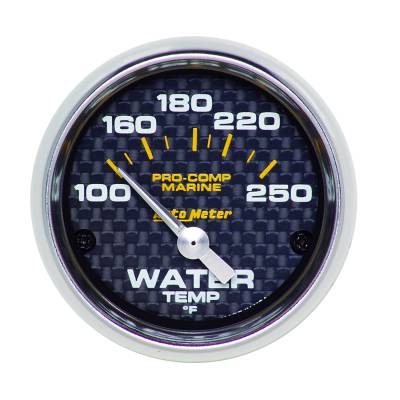 AutoMeter - AutoMeter 200762-40 Marine Elec Water Temp Carbon Fiber 100-250-DEG F 2-1/16"