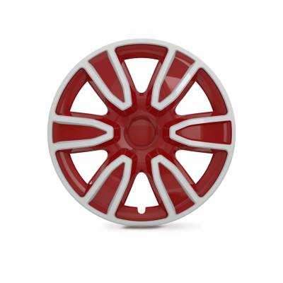Winjet - Winjet CHB-5087-WR-15 15" Universal Wheel Cover Hubcaps 4Pc White/Red