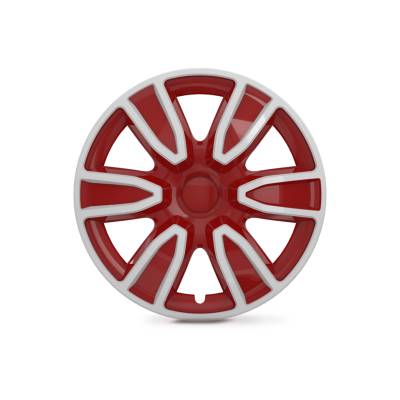 Winjet - Winjet CHB-5087-WR-14 14" Universal Wheel Cover Hubcaps 4Pc White/Red