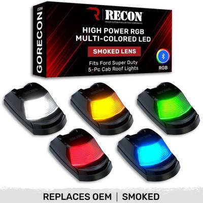 Recon - Recon 264343BKRGB LED Cab Roof Light Kit Smoked/RGB 17-22 Super Duty
