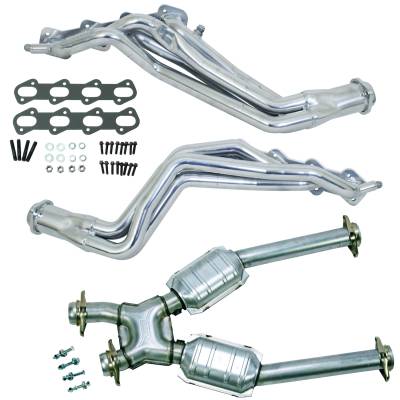 BBK Performance Parts - BBK 15333 1-5/8 Long Tube Headers Mid Pipe Silver Ceramic 99-04 Mustang Cobra