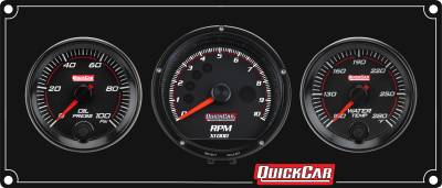 QUICKCAR RACING PRODUCTS - QuickCar Racing Products QRP69-2031 Redline 2-1 Gauge Panel OP/WT w/Recall Tach