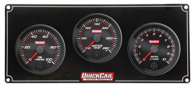 QUICKCAR RACING PRODUCTS - QuickCar Racing Products QRP69-2231 Redline 2-1 Gauge Panel OP/WT w/Recall Tach