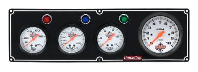 QUICKCAR RACING PRODUCTS - QuickCar Racing QRP61-67423 3-1 Gauge Panel OP/WT/FP w/3-3/8" Tach Black