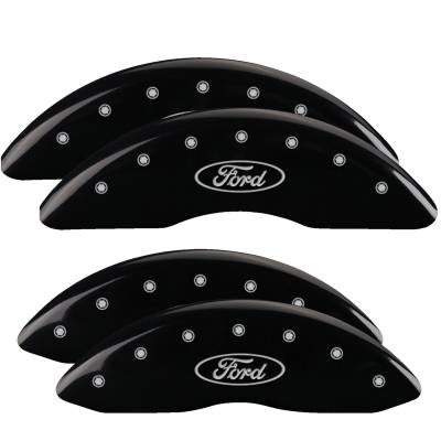 MGP Caliper Covers - MGP Caliper Covers 10235SFRDBK Front/Rear Gloss Black 13-23 Ford F250/F350 SD