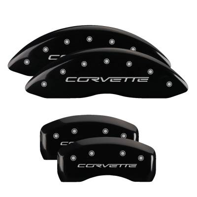 MGP Caliper Covers - MGP Caliper Covers 13008SCV6BK Front/Rear Gloss Black for Chevrolet Corvette