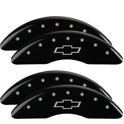 MGP Caliper Covers - MGP Caliper Covers 14173SBOWBK 4Pc Gloss Black for Chevy Silverado HD