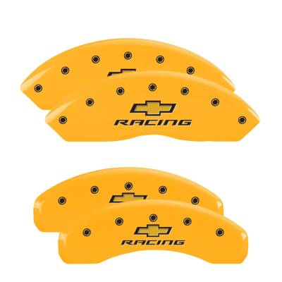 MGP Caliper Covers - MGP Caliper Covers 14240SBRCYL F/R 4Pc Engraved Yellow for 16-24 Chevy Camaro