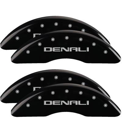 MGP Caliper Covers - MGP Caliper Covers 34219SDNLBK F/R 4Pc Engraved for 20-25 Sierra 2500HD/3500