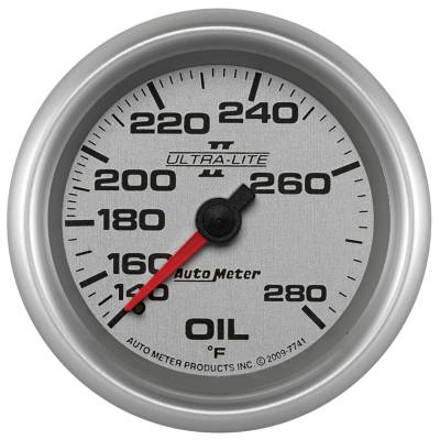 AutoMeter - AutoMeter 7741 Ultra-Lite II Mechanical Oil Temp Gauge 140-280 -DEG F/6' 2-5/8"