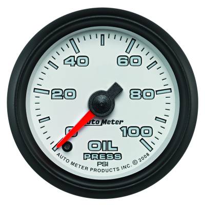 AutoMeter - AutoMeter 19552 Pro-Cycle Oil Pressure Gauge White/Blk 0-100Psi 2-1/16"