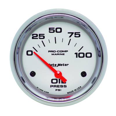 AutoMeter - AutoMeter 200759-35 Air-Core Marine Electric Oil Pressure Chrome 0-100Psi 2-5/8"