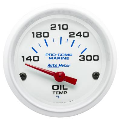 AutoMeter - AutoMeter 200764 Marine Electric Oil Temperature Gauge 2-1/16" 140-340F White