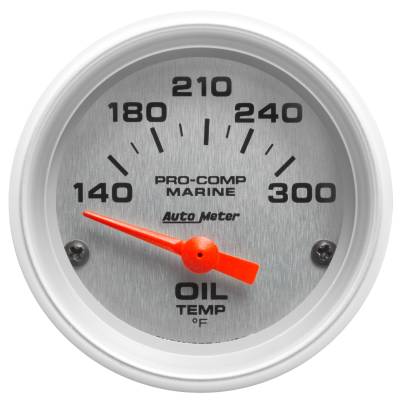 AutoMeter - AutoMeter 200764-33 Marine Electric Oil Temperature Gauge 2-1/16" 140-340 Silver