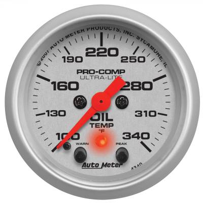 AutoMeter - AutoMeter 4340 Ultra-Lite Oil Temperature Gauge 100-340F 2-1/16" Stepper Motor