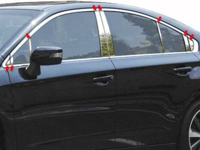 Quality Automotive Accessories - QAA PP15444 16Pc Stainless Steel Pillar Trim for 15-19 Subaru Legacy