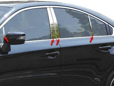 Quality Automotive Accessories - QAA PP15447 8Pc Stainless Steel Pillar Trim for 15-19 Subaru Legacy