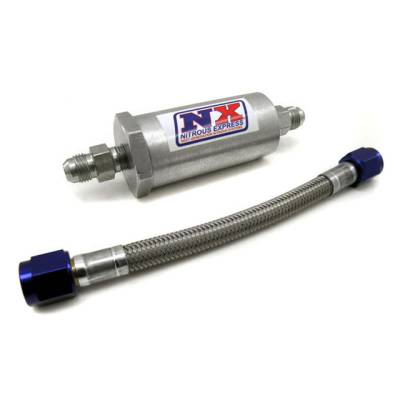Nitrous Express - Nitrous Express 15607 4AN Pure-Flo N20 Filter/12" SS Hose Lifetime Cleanable