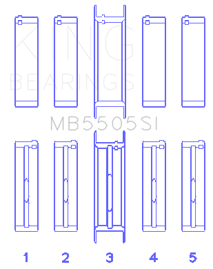 King Engine Bearings - King Bearings MB5505SI Main Bearing Set for Ford V8 351CI 5.8L 400CI 6.6L 16V