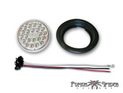 Poison Spyder Customs - Poison Spyder Customs 41-04-051 4" Round Taillight, 24-LED, Push-In w/ Grommet - Clear/Red - Image 1