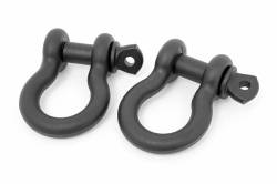 Rough Country Suspension Systems - Rough Country 4.75 Ton 3/4" Pin D-Ring Shackles-Black, Pair; RS121 - Image 1