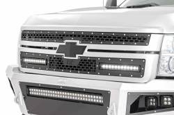 Rough Country Suspension Systems - Rough Country Front Mesh Grille Insert w/ LED-Black, 11-14 Silverado HD; 70155 - Image 1