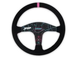 PRP - PRP 13" Shallow Dish Shreddy Design Steering Wheel-Black/Black/Pink; SHRDYG255 - Image 1