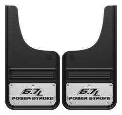 Gatorback - Gatorback 12"x23" Cut-Style Mud Flaps-Black, Powerstroke Logo; GA1223CUTP-2 - Image 1