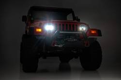 Rough Country Suspension Systems - Rough Country 7" Round LED Headlights w/ DRL Halo, for Wrangler TJ; RCH5400 - Image 6