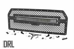 Rough Country Suspension Systems - Rough Country Front Mesh Grille Insert w/ LED-Black, 15-17 Ford F-150; 70193DRL - Image 1
