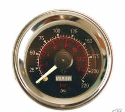 Viair - Viair 90080 Dual Needle 220 PSI Black Face Gauge W 1/8" PTC X 1/8" FNPT Fittings - Image 1