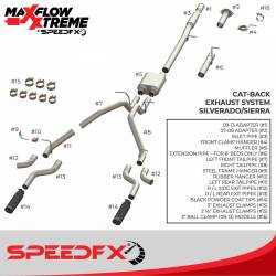 SpeedFx - SpeedFX 50100 MaxFlow Xtreme Cat-Back Exhaust Kit 3" Inlet Dual Exit Black Tips - Image 2