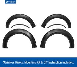 TYGER Auto - Tyger TG-FF8F4168 4PC Rivet Style Black Fender Flares 15-17 Ford F150 - Image 2